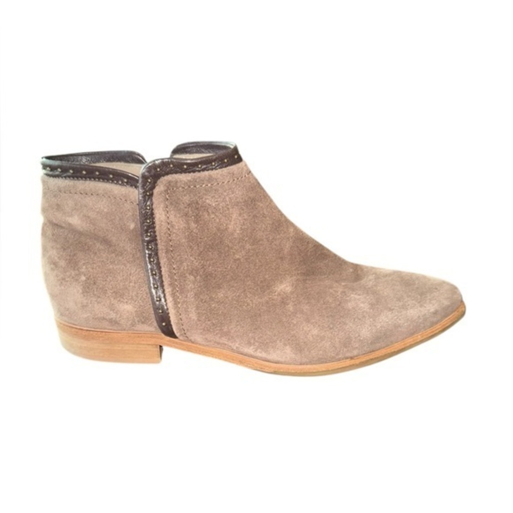 ITALEAU Women's Brown Leather Miralda Nut Ankle Booties Handmade in Italy.